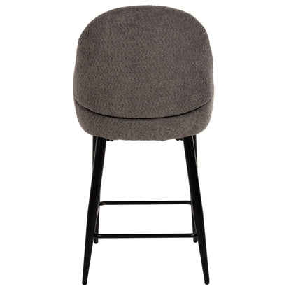 Bar Stool Medium Height Hm8586.01 Grey Boucle Fabric-black Metal Legs  55x62x105h Cm.