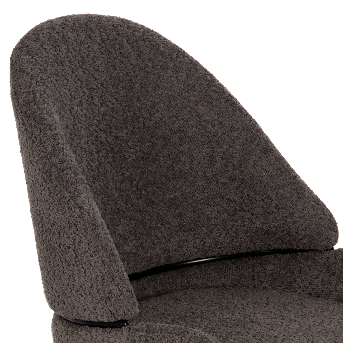 Bar Stool Medium Height Hm8586.01 Grey Boucle Fabric-black Metal Legs  55x62x105h Cm.