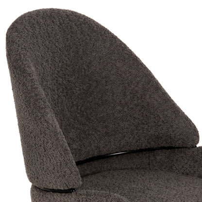 Bar Stool Medium Height Hm8586.01 Grey Boucle Fabric-black Metal Legs  55x62x105h Cm.