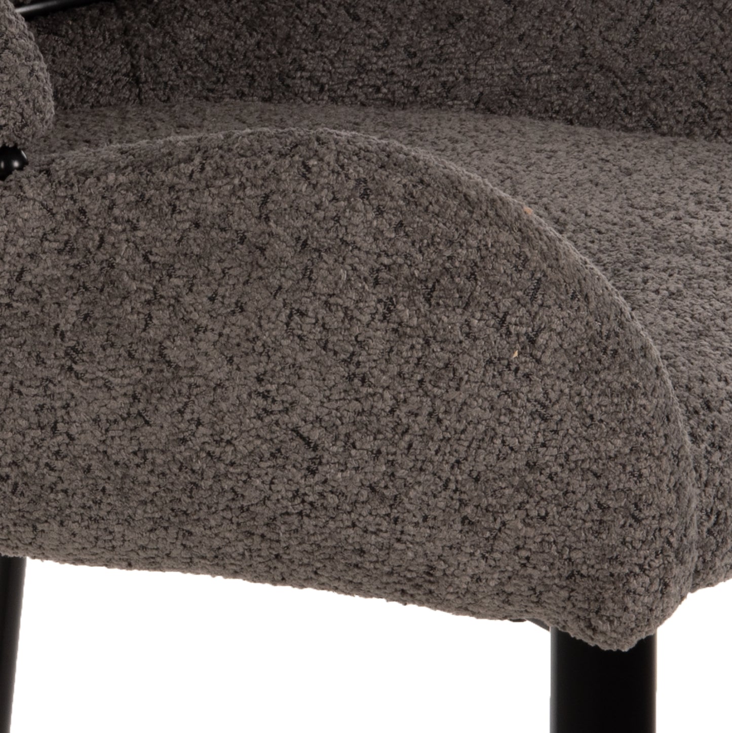 Bar Stool Medium Height Hm8586.01 Grey Boucle Fabric-black Metal Legs  55x62x105h Cm.