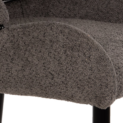 Bar Stool Medium Height Hm8586.01 Grey Boucle Fabric-black Metal Legs  55x62x105h Cm.