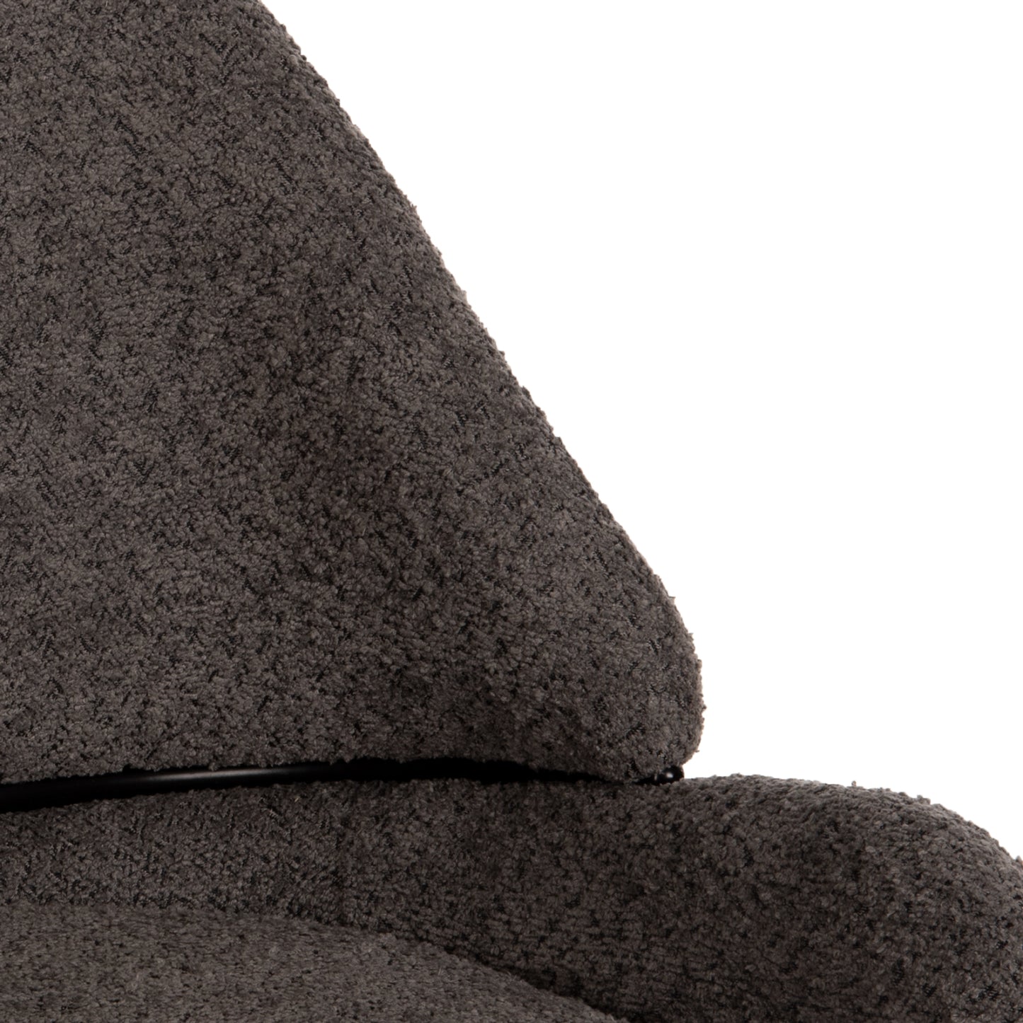 Bar Stool Medium Height Hm8586.01 Grey Boucle Fabric-black Metal Legs  55x62x105h Cm.