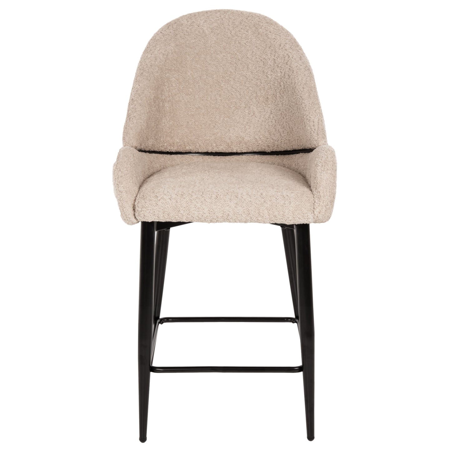 Bar Stool Medium Height Hm8586.02 Ecru Boucle Fabric-black Metal Legs 55x62x105h Cm.