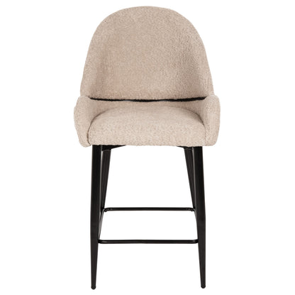 Bar Stool Medium Height Hm8586.02 Ecru Boucle Fabric-black Metal Legs 55x62x105h Cm.
