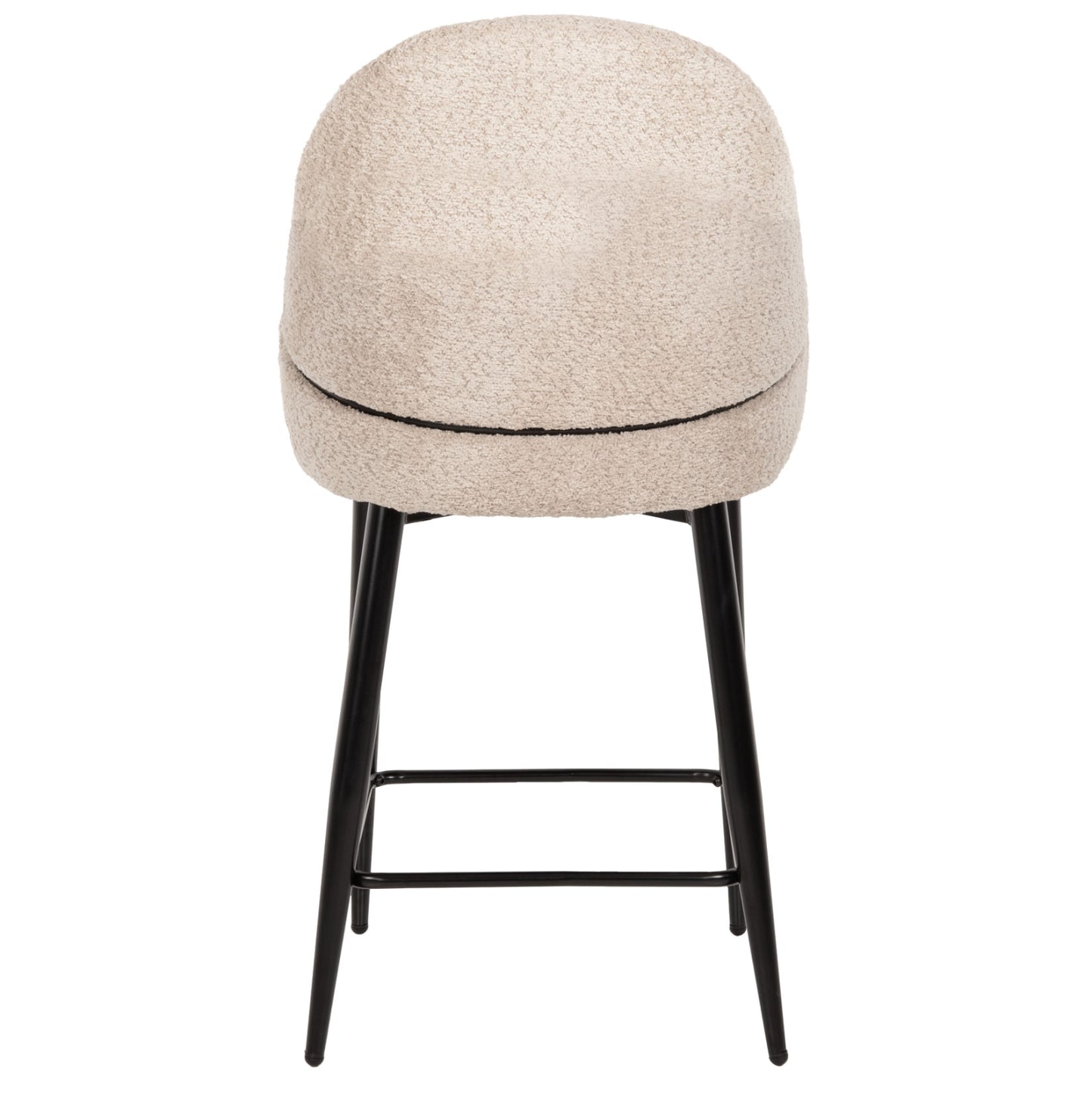 Bar Stool Medium Height Hm8586.02 Ecru Boucle Fabric-black Metal Legs 55x62x105h Cm.