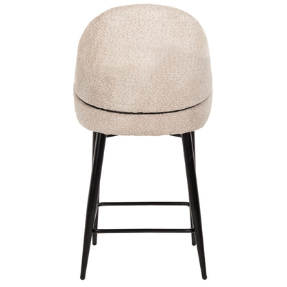 Bar Stool Medium Height Hm8586.02 Ecru Boucle Fabric-black Metal Legs 55x62x105h Cm.