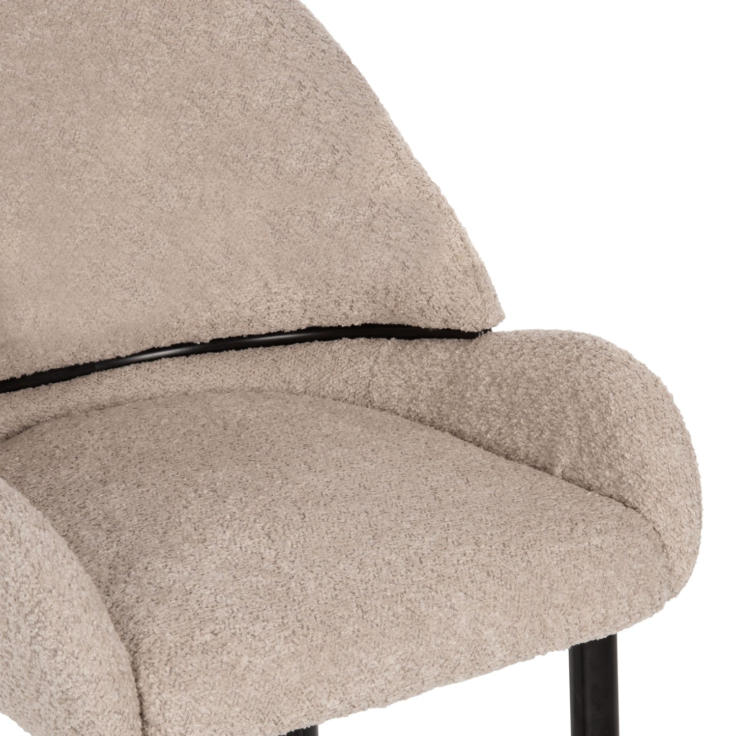 Bar Stool Medium Height Hm8586.02 Ecru Boucle Fabric-black Metal Legs 55x62x105h Cm.