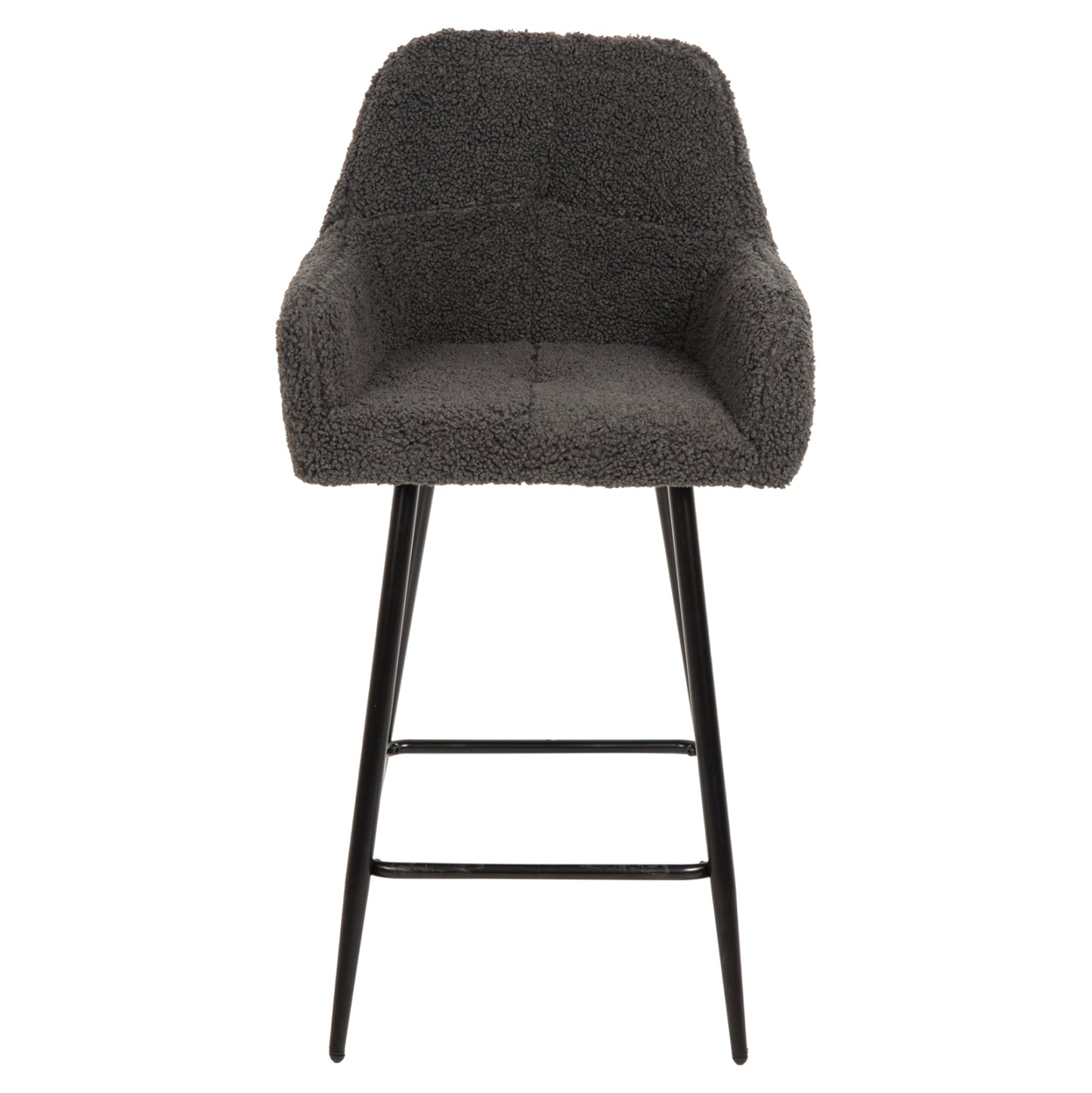 Bar Stool Medium Height Strike Hm8592.01 Grey Teddy Fabric-black Metal Legs 50x50x94,5hcm.
