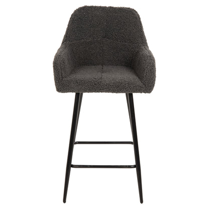 Bar Stool Medium Height Strike Hm8592.01 Grey Teddy Fabric-black Metal Legs 50x50x94,5hcm.