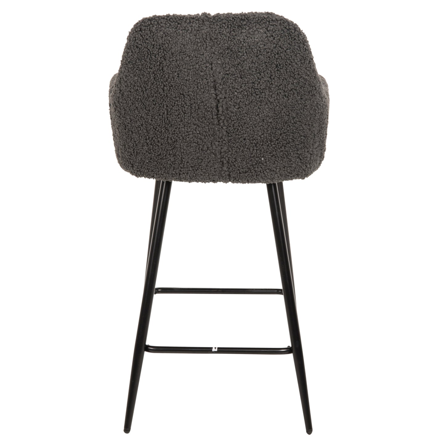 Bar Stool Medium Height Strike Hm8592.01 Grey Teddy Fabric-black Metal Legs 50x50x94,5hcm.