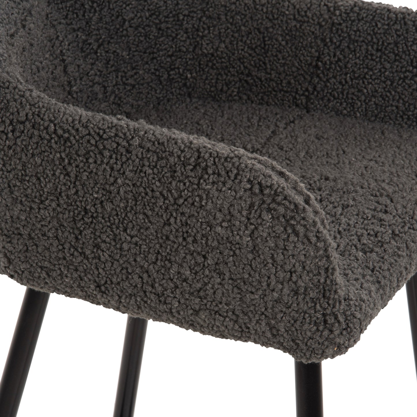 Bar Stool Medium Height Strike Hm8592.01 Grey Teddy Fabric-black Metal Legs 50x50x94,5hcm.