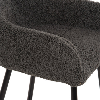 Bar Stool Medium Height Strike Hm8592.01 Grey Teddy Fabric-black Metal Legs 50x50x94,5hcm.