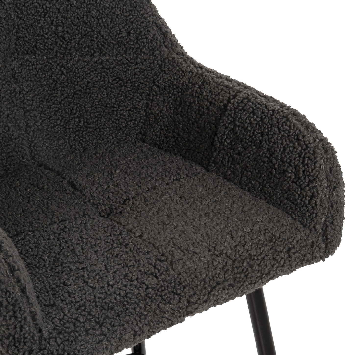 Bar Stool Medium Height Strike Hm8592.01 Grey Teddy Fabric-black Metal Legs 50x50x94,5hcm.