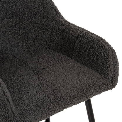 Bar Stool Medium Height Strike Hm8592.01 Grey Teddy Fabric-black Metal Legs 50x50x94,5hcm.