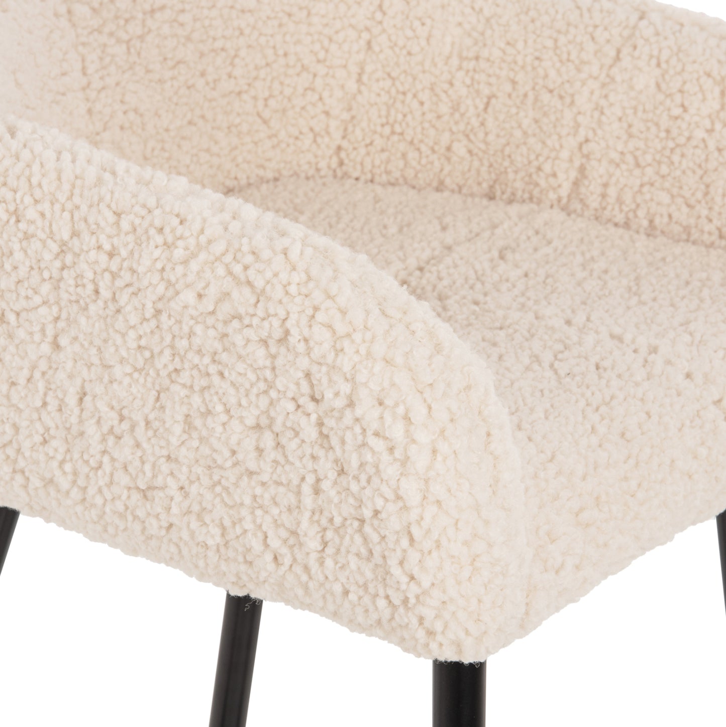 Bar Stool Medium Height Strike Hm8592.02 White Teddy Fabric-black Metal Legs 50x50x94,5hcm.