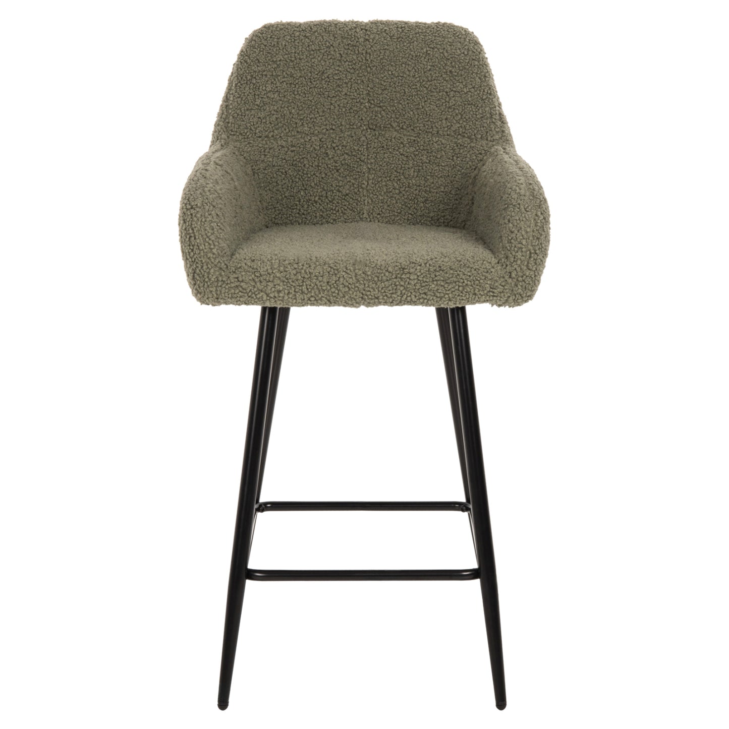 Bar Stool Medium Height Strike Hm8592.03 Pistachio Green Teddy Fabric-black Metal Legs 50x50x94,5hcm.