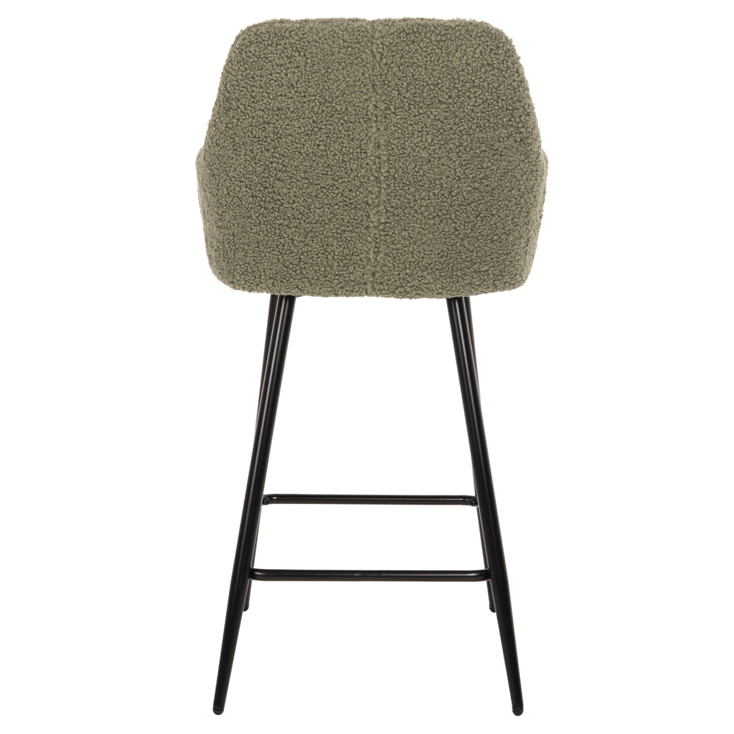 Bar Stool Medium Height Strike Hm8592.03 Pistachio Green Teddy Fabric-black Metal Legs 50x50x94,5hcm.