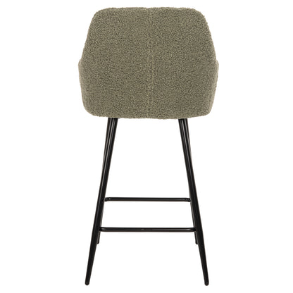 Bar Stool Medium Height Strike Hm8592.03 Pistachio Green Teddy Fabric-black Metal Legs 50x50x94,5hcm.