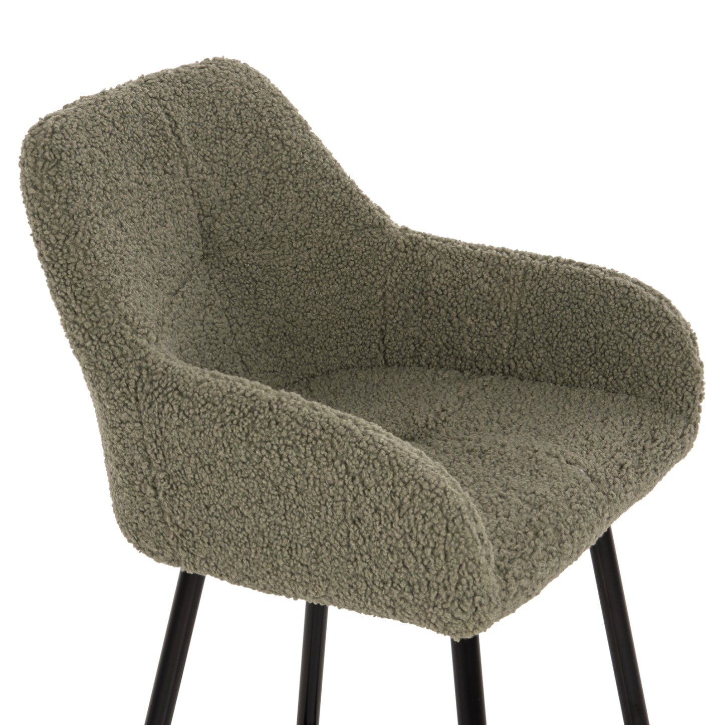 Bar Stool Medium Height Strike Hm8592.03 Pistachio Green Teddy Fabric-black Metal Legs 50x50x94,5hcm.