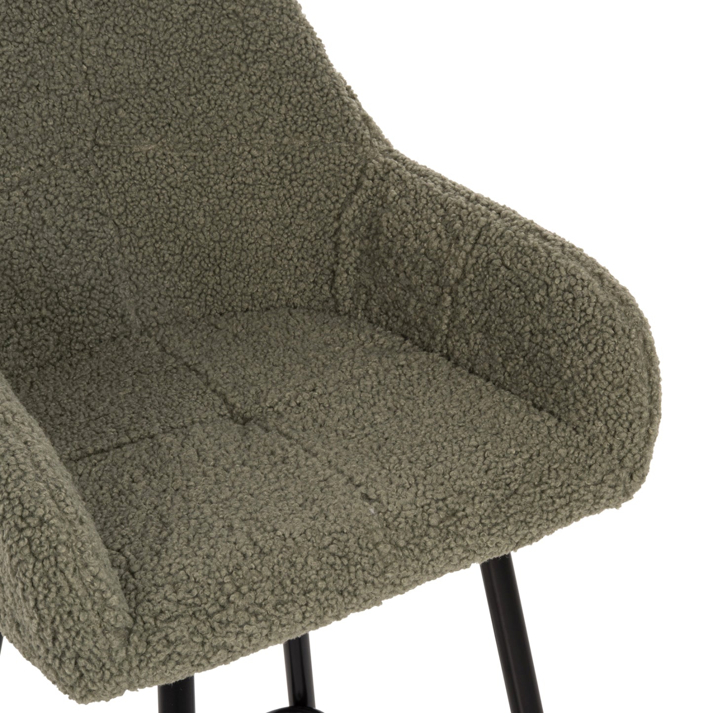 Bar Stool Medium Height Strike Hm8592.03 Pistachio Green Teddy Fabric-black Metal Legs 50x50x94,5hcm.
