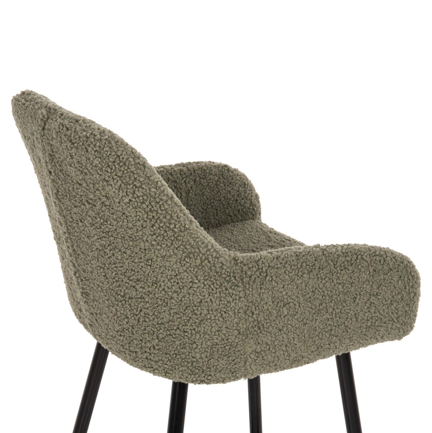 Bar Stool Medium Height Strike Hm8592.03 Pistachio Green Teddy Fabric-black Metal Legs 50x50x94,5hcm.
