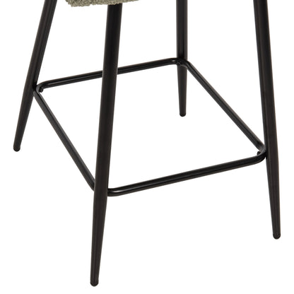 Bar Stool Medium Height Strike Hm8592.03 Pistachio Green Teddy Fabric-black Metal Legs 50x50x94,5hcm.
