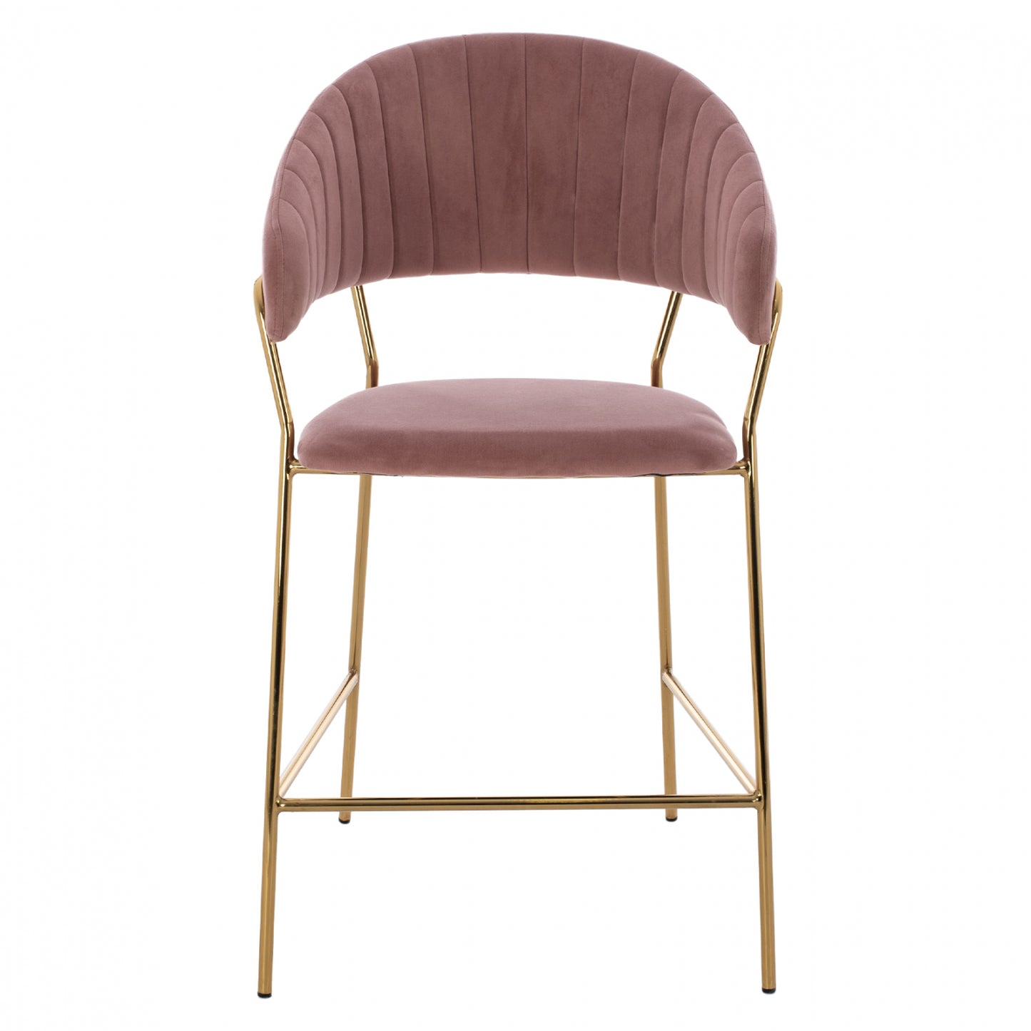 Medium Height Stool Hm8734.02 Velvet Dusty Pink Golden Frame 60x55x100y Cm.