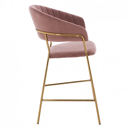 Medium Height Stool Hm8734.02 Velvet Dusty Pink Golden Frame 60x55x100y Cm.
