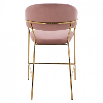 Medium Height Stool Hm8734.02 Velvet Dusty Pink Golden Frame 60x55x100y Cm.