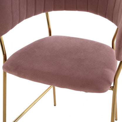 Medium Height Stool Hm8734.02 Velvet Dusty Pink Golden Frame 60x55x100y Cm.