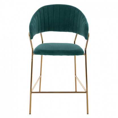 Medium Height Stool Hm8734.03 Green Velvet Golden Frame 60x55x100y Cm.