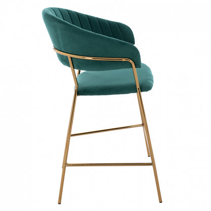 Medium Height Stool Hm8734.03 Green Velvet Golden Frame 60x55x100y Cm.
