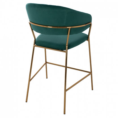 Medium Height Stool Hm8734.03 Green Velvet Golden Frame 60x55x100y Cm.