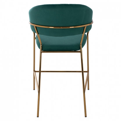 Medium Height Stool Hm8734.03 Green Velvet Golden Frame 60x55x100y Cm.