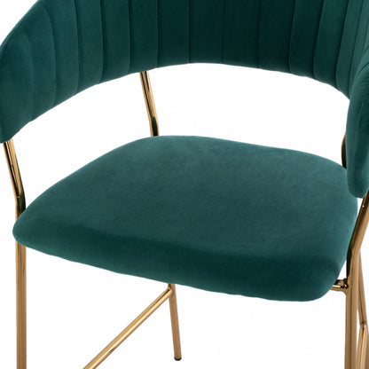 Medium Height Stool Hm8734.03 Green Velvet Golden Frame 60x55x100y Cm.