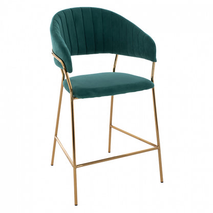 Medium Height Stool Hm8734.03 Green Velvet Golden Frame 60x55x100y Cm.
