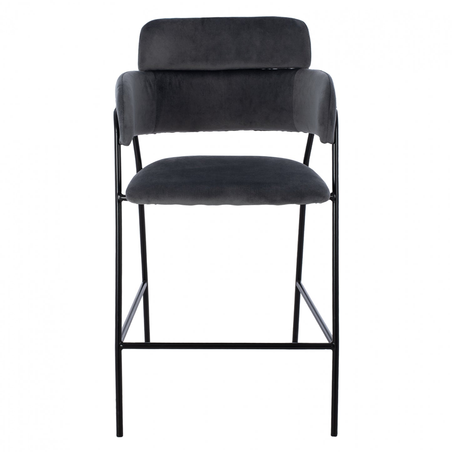 Medium Height Stool Hm8735.01 Gray Velvet With Metal Frame 54x58x95y Cm.