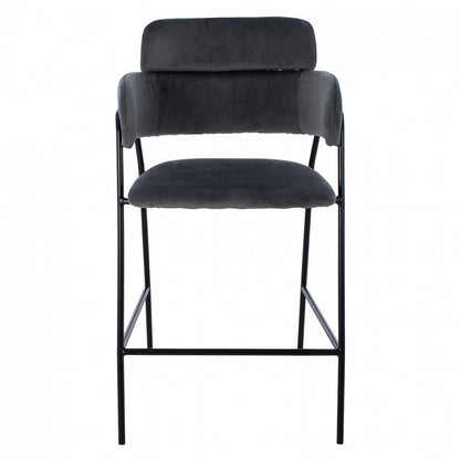 Medium Height Stool Hm8735.01 Gray Velvet With Metal Frame 54x58x95y Cm.