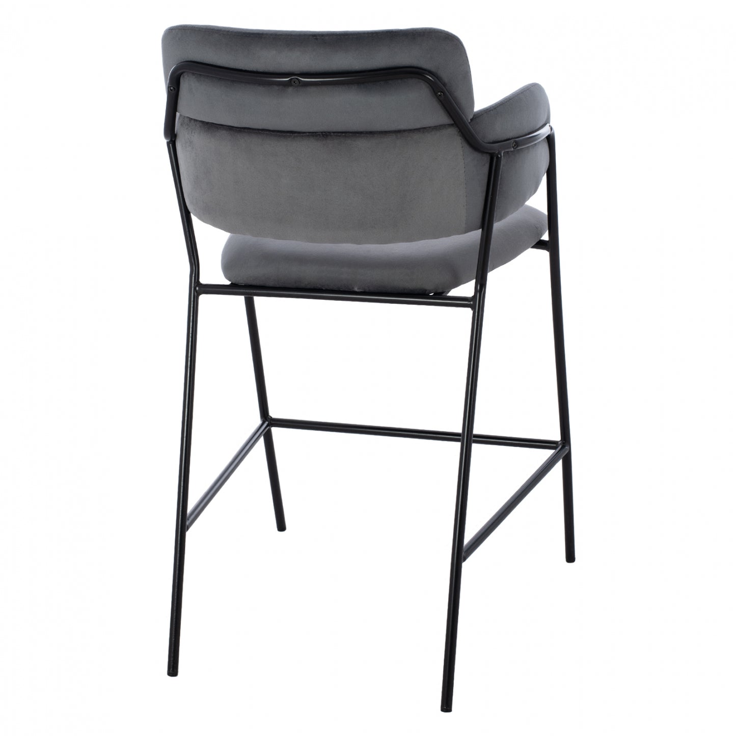Medium Height Stool Hm8735.01 Gray Velvet With Metal Frame 54x58x95y Cm.