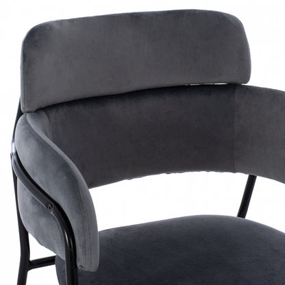 Medium Height Stool Hm8735.01 Gray Velvet With Metal Frame 54x58x95y Cm.