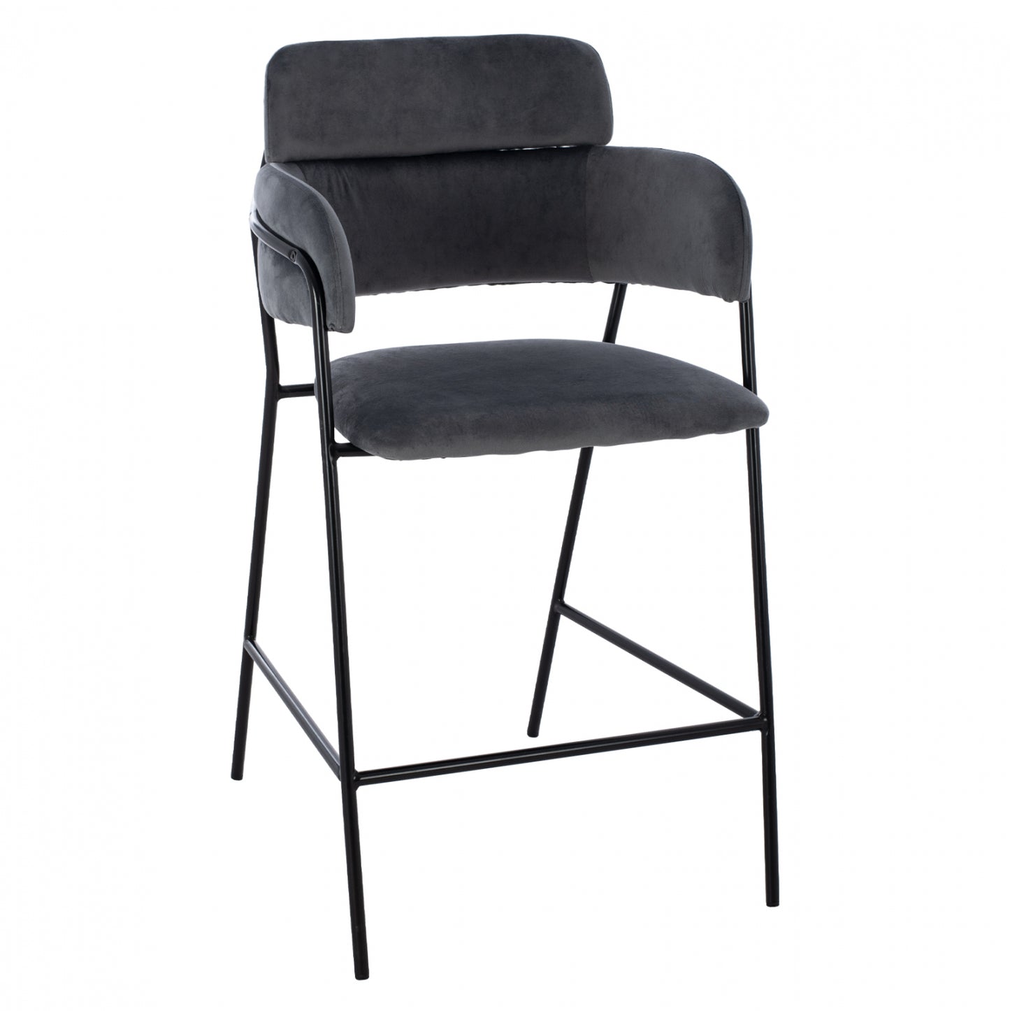 Medium Height Stool Hm8735.01 Gray Velvet With Metal Frame 54x58x95y Cm.