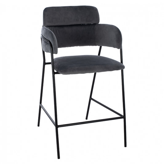 Medium Height Stool Hm8735.01 Gray Velvet With Metal Frame 54x58x95y Cm.