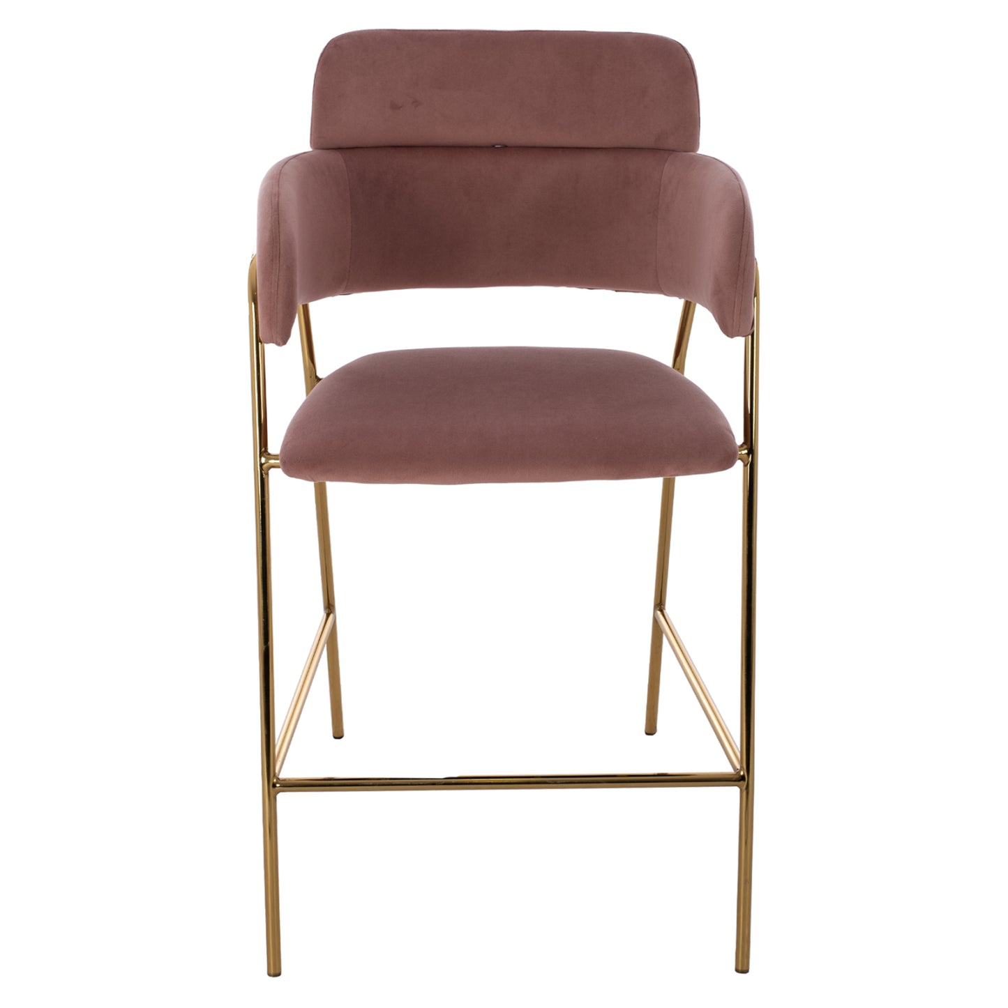 Medium Height Stool Hm8735.02 Velvet Dusty Pink Golden Frame 54x58x95y Cm.