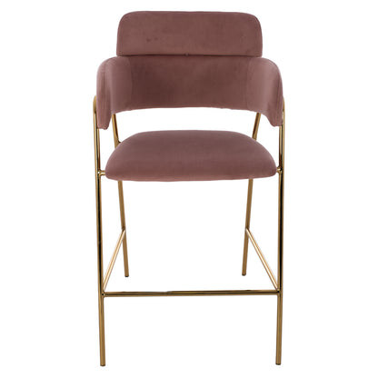 Medium Height Stool Hm8735.02 Velvet Dusty Pink Golden Frame 54x58x95y Cm.