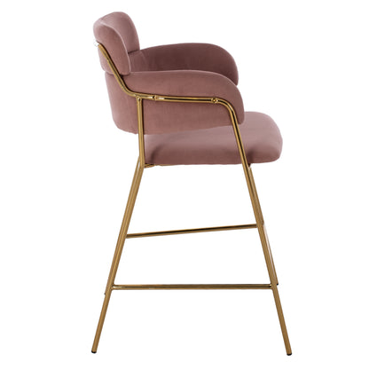 Medium Height Stool Hm8735.02 Velvet Dusty Pink Golden Frame 54x58x95y Cm.