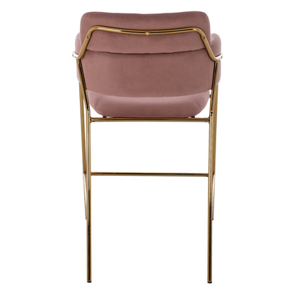 Medium Height Stool Hm8735.02 Velvet Dusty Pink Golden Frame 54x58x95y Cm.