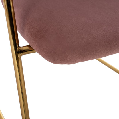 Medium Height Stool Hm8735.02 Velvet Dusty Pink Golden Frame 54x58x95y Cm.