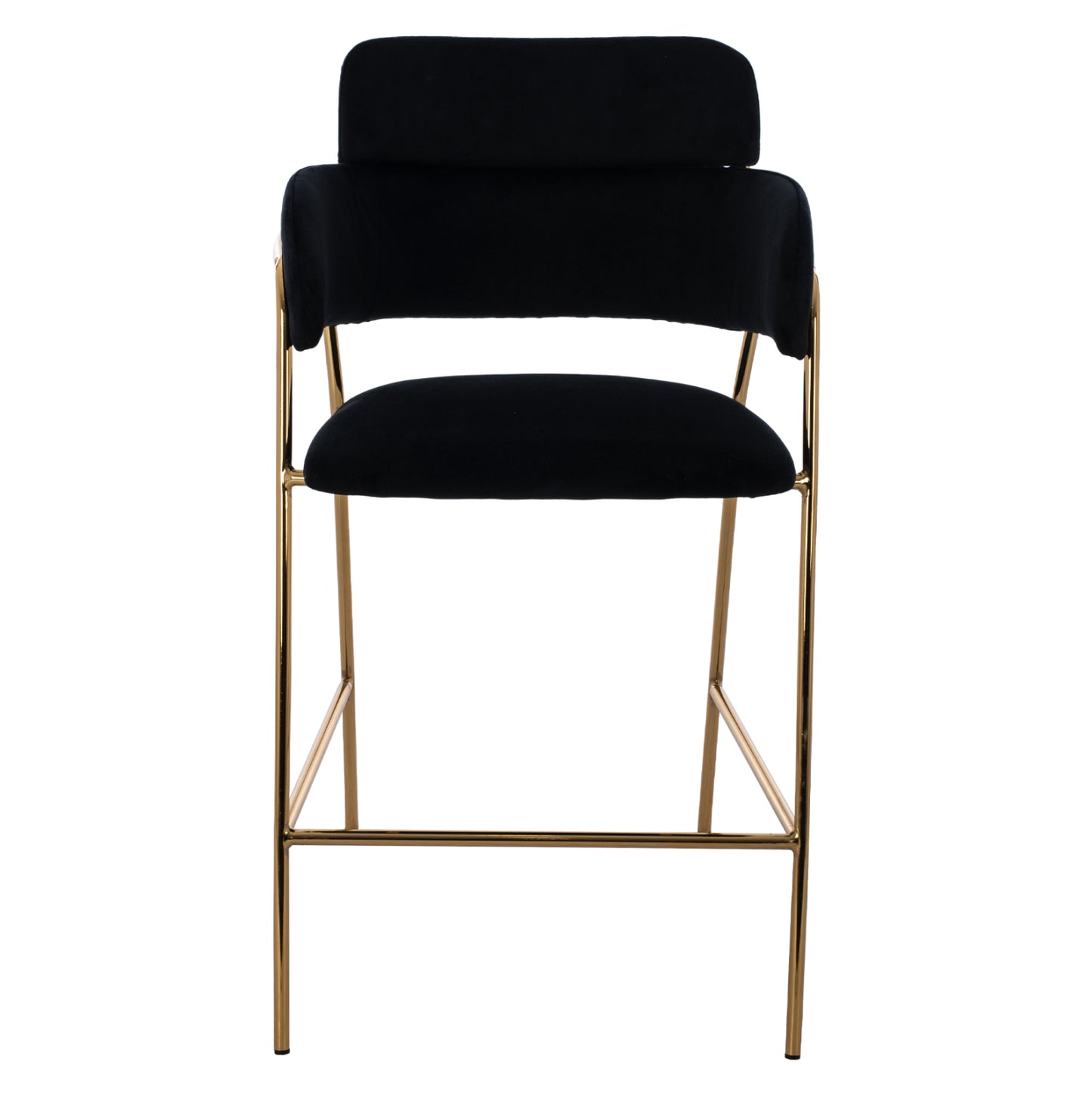 Medium Height Stool Hm8735.04 Velvet Black Gold Plated Frame 54x58x95y Cm.