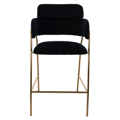 Medium Height Stool Hm8735.04 Velvet Black Gold Plated Frame 54x58x95y Cm.