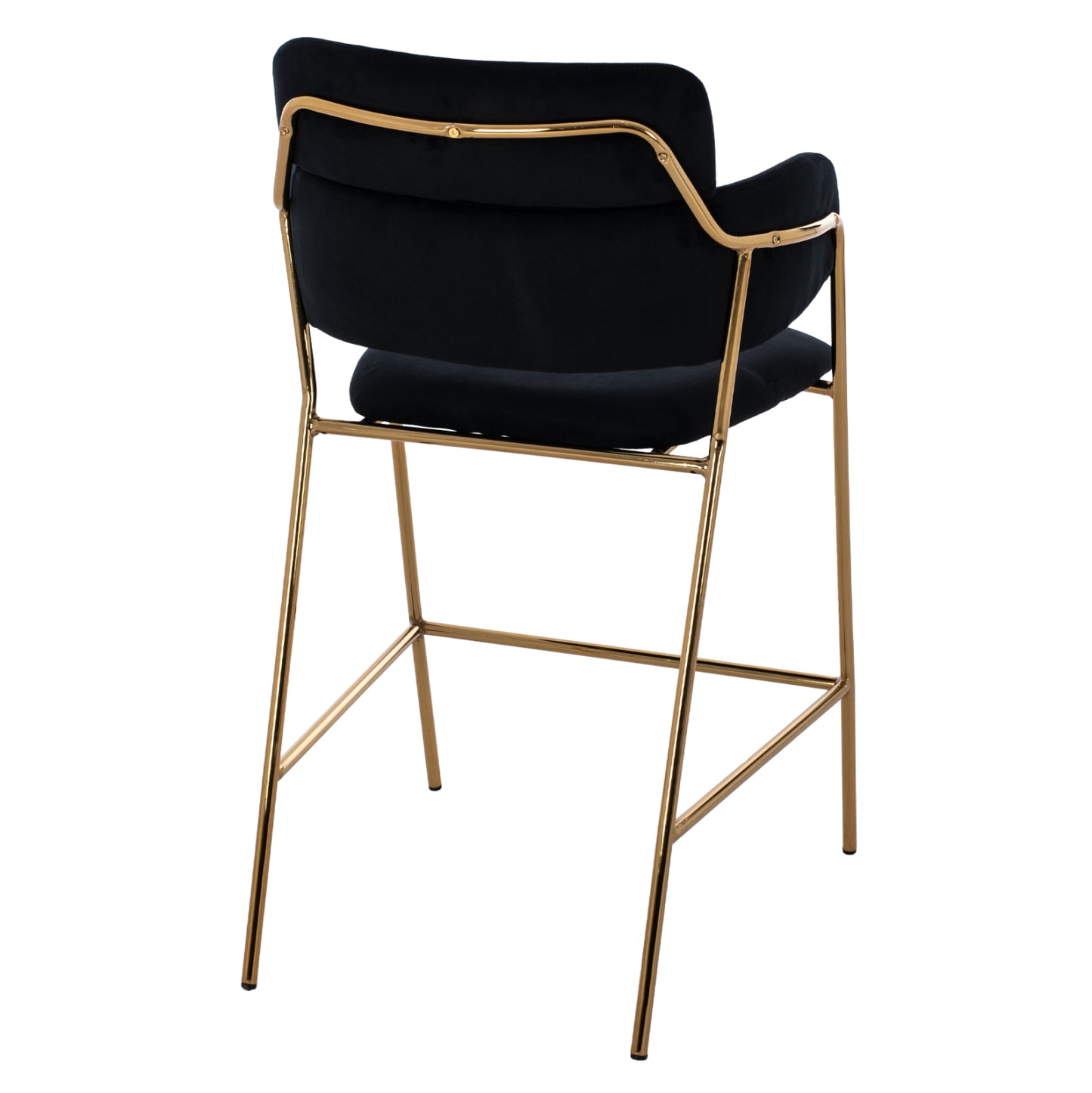 Medium Height Stool Hm8735.04 Velvet Black Gold Plated Frame 54x58x95y Cm.
